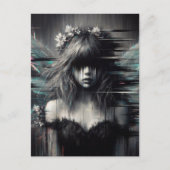 髪に花が咲いたキラキラした妖精 ポストカード (正面)