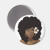髪に花を咲かせた黒人女性 マグネット (正面/裏面)