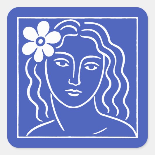 髪に花を持つ女性 スクエアシール (正面)