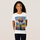 髪に花を飾ったかわいい女の子 Tシャツ (正面フル)