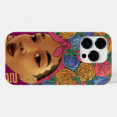 髪に花を飾ったアフロ系アメリカ人女性 Case-Mate iPhoneケース (裏面 (横))