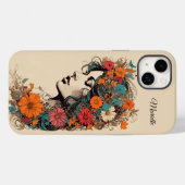 髪に花を飾ったレトロな女性 Case-Mate iPhoneケース (裏面 (横))