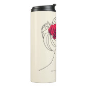 髪に赤いバラを付けた女性の連続ライン タンブラー (回転左)