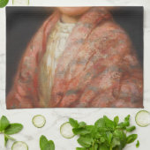 髪に赤い花を付けた少女 キッチンタオル (折り畳み)