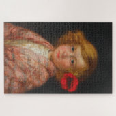 髪に赤い花を付けた少女 ジグソーパズル (横)