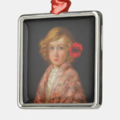 髪に赤い花を付けた少女 メタルオーナメント (左)