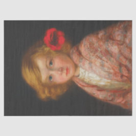 髪に赤い花を付けた少女 薄葉紙