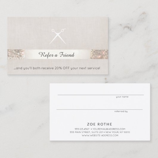 髪のサロンお客様紹介シークインハサミ 紹介カード (正面/裏面)