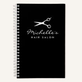 髪のサロンまたは理容師用の黒いスパイラルノート ノートブック (正面)