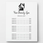 髪のサロンエレガント白と黒のメニューの価格表 フォトプラーク (正面)