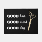 髪のサロングッドヘアデイデイデイリーブラックウェルカム ドアマット (正面)