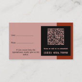 髪のサロンロゴQRコードピンクブラックレッドありがとう&ありがとう 予約カード (裏面)