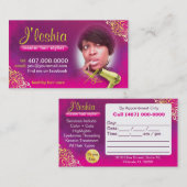 髪のサロン名刺と写真写真 予約カード (正面/裏面)