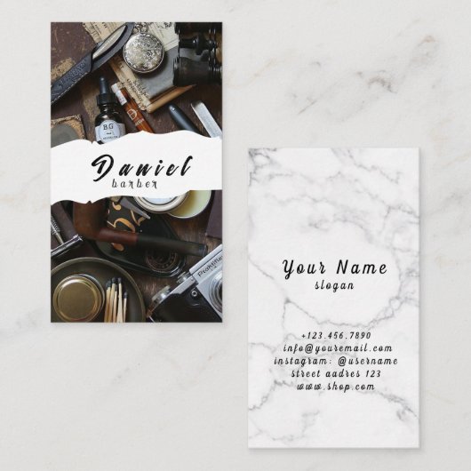 髪のプロフェッショナルが印象に残る 名刺 (正面/裏面)