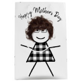 髪の母の日とスティックガール ミディアムペーパーバッグ (正面)