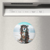 髪の毛に海藻が入った犬。ステイフオンビーチ マグネット (インサイチュ (食洗機))