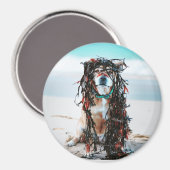 髪の毛に海藻が入った犬。ステイフオンビーチ マグネット (正面/裏面)