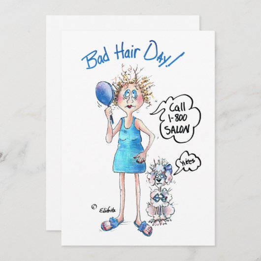 髪の毛の悪い婦人の戯画とおもしろいことわざ シーズンカード (正面/裏面)