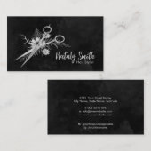 髪の毛はさみ花イラストレーション 名刺 (正面/裏面)