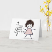 髪の毛をママにあげたスティックガール カード (黄色い花)
