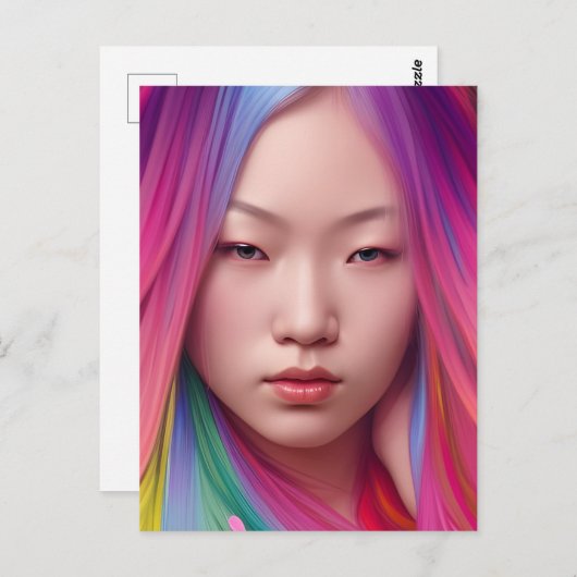 髪の毛を持ったカラフル人 ポストカード (正面/裏面)