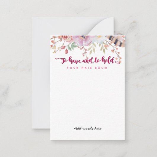 髪の毛を持って後ろのバチェロレッテを保つ ノートカード (正面)