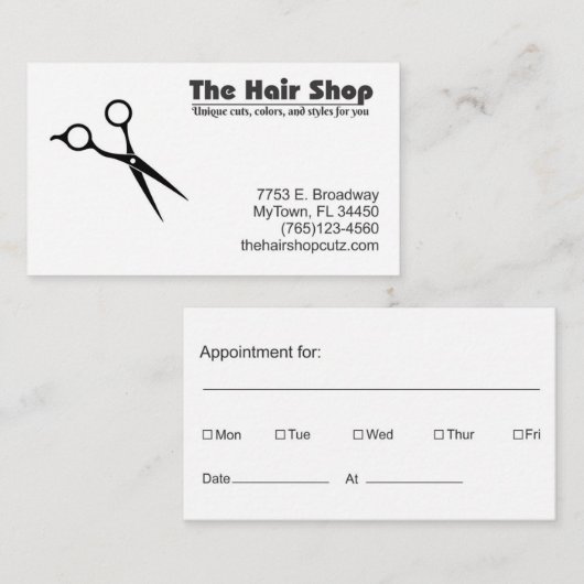 髪の理容師美容師カード 名刺 (正面/裏面)