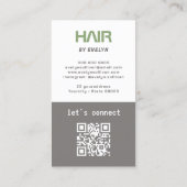 髪の白黒写真QRコード名刺 名刺 (裏面)