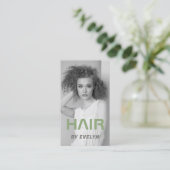 髪の白黒写真QRコード名刺 名刺 (スタンド正面)