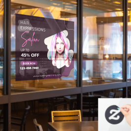 髪の色をカスタマイズしたハイライト Beauty Salon ウィンドウサイン