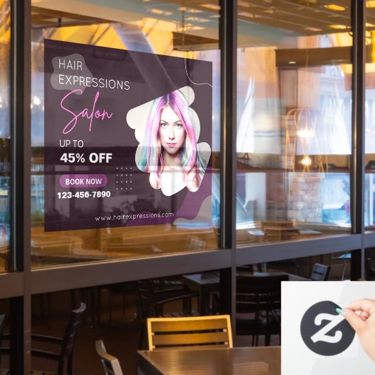 髪の色をカスタマイズしたハイライト Beauty Salon ウィンドウサイン (レストラン窓)