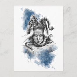 髪の触手を持つファンタジー超現実的な芸術 ポストカード