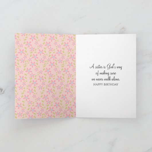 髪の長い女の子のステッカー シスターへのプレゼント カード (内部)