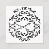 髪はさみバラつる植物魔法ボホQRソーシャル スクエア名刺 (正面)