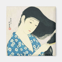 髪をとかす女 橋口五葉 マグネット