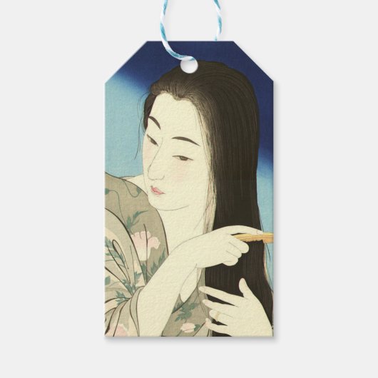 髪をコンビング（美しいアジアの女性） （琴洞） ギフトタグ (正面)