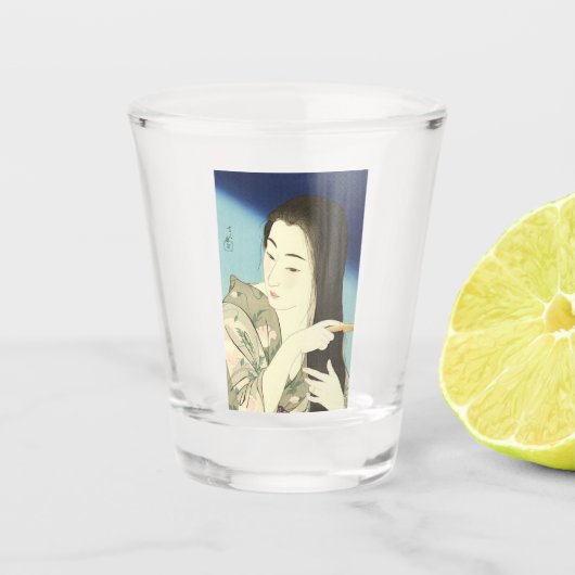 髪をコンビング（美しいアジアの女性） （琴洞） ショットグラス (正面)