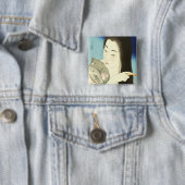 髪をコンビング（美しいアジアの女性） （琴洞） 缶バッジ (インサイチュ)