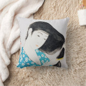 髪をコンブする女性、橋口五葉 クッション (ブランケット)