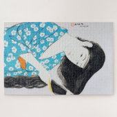 髪をコンブする女性、橋口五葉 ジグソーパズル (横)