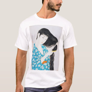 髪をコンブする女性、橋口五葉 Tシャツ