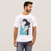 髪をコンブする女性、橋口五葉 Tシャツ (正面フル)