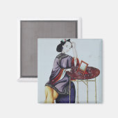 髪を中国の整える女性 マグネット (正面/裏面)