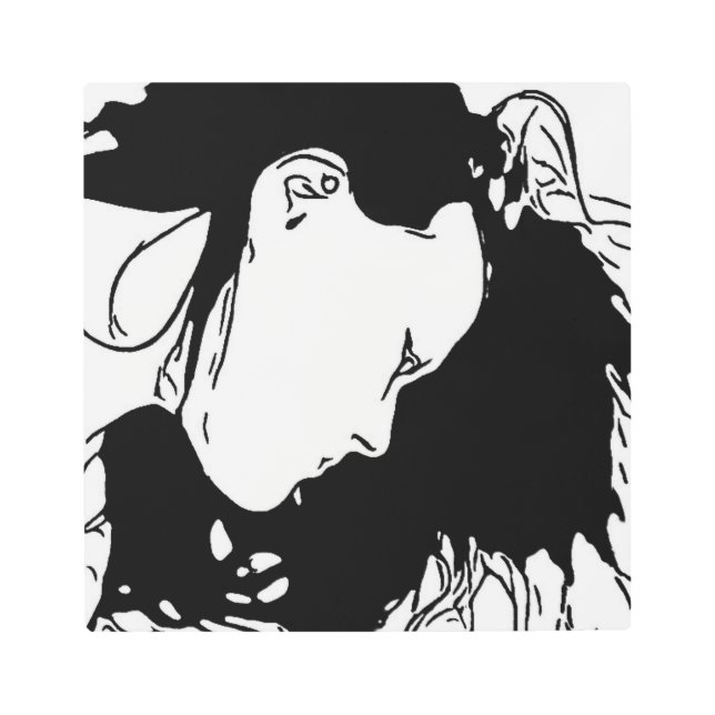 髪を後ろに持つ メタルプリント (正面)