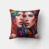 髪カラフル付きツインはっきりしたポートレート クッション (裏面)