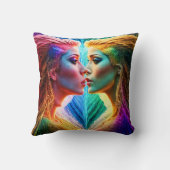 髪カラフル付き女性の二重鮮やかポートレート クッション (裏面)