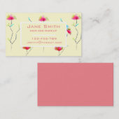 髪スタイリッシュとメイクビジネスのピンクの花 名刺 (正面/裏面)