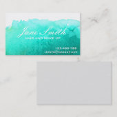髪スタイリッシュとメイク結婚アップのティール（緑がかった色）青 名刺 (正面/裏面)