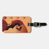 髪スペインのに扇とバラを持つ女性 ラゲッジタグ (正面横)