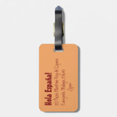 髪スペインのに扇とバラを持つ女性 ラゲッジタグ (裏面縦)